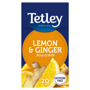 Tetley Herbal Zingy Lemon & Ginger TEA SAGS 20 par paquet