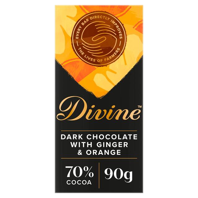 Divino 70% de chocolate negro con jengibre y naranja 90G