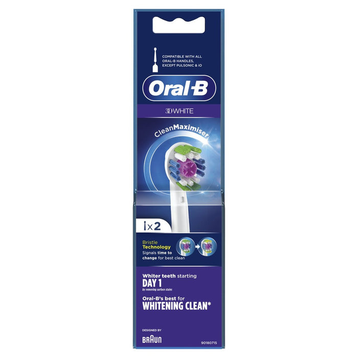 Têtes de brosse à dents blanches orales-b 3D 2 par paquet