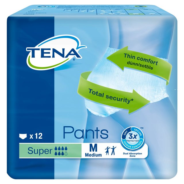 Pantalones de incontinencia de Tena Unisex Tamaño mediano 12 por paquete