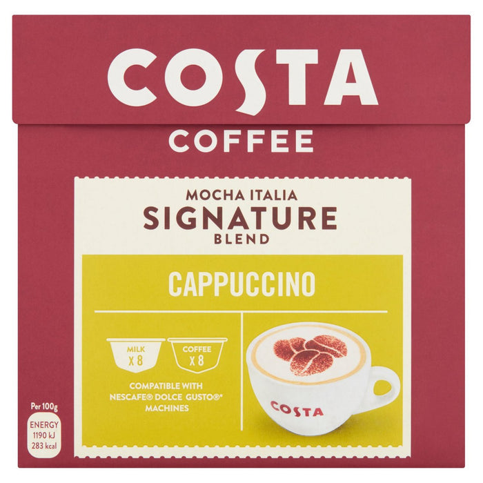Costa Coffee Nescafe Dolce Gusto Compatible Signature Blend Cappuccino Pods 16 par pack
