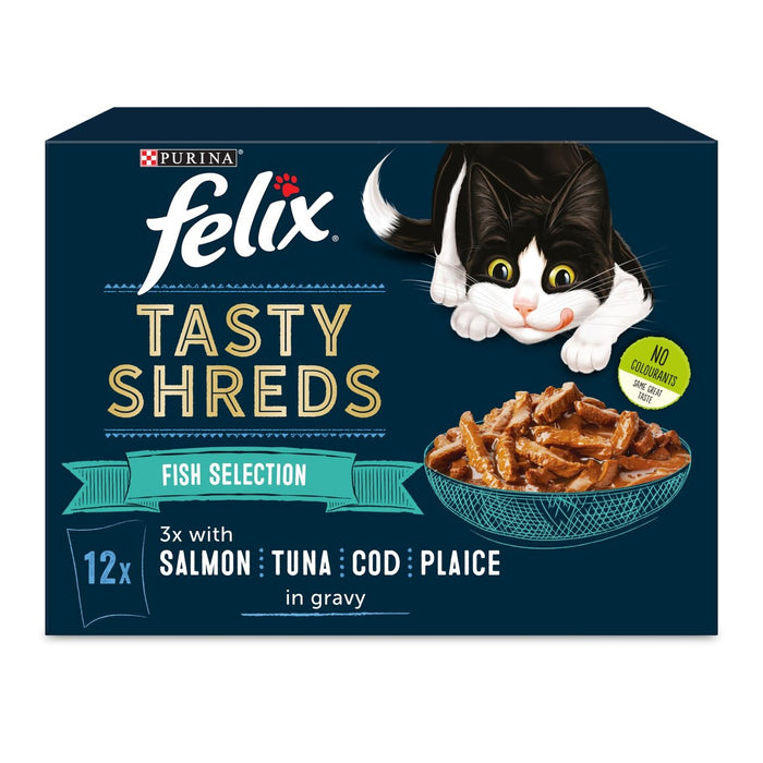 Felix Tasty Shreds Katzenfutter Fischauswahl in Soße 12 x 80g
