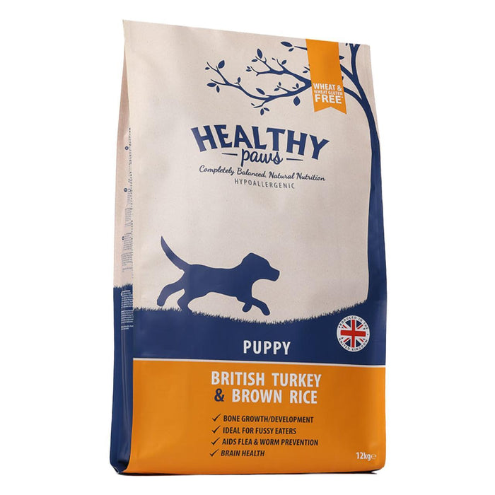 Patillas saludables British Turkey & Brown Rice Puppy Dog Food 12 kg