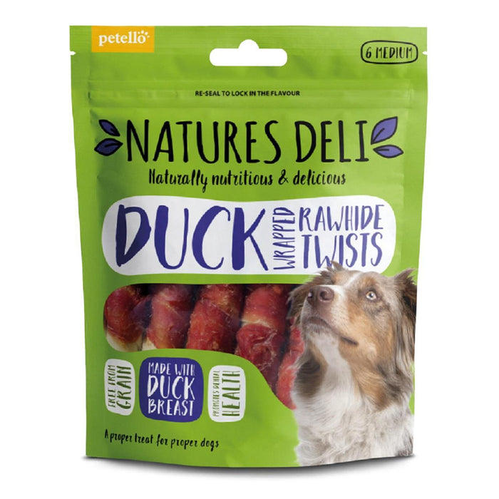 Natures Deli Duck Wrapped Rawhide Twist Medium Dog Treats 6 per pack
