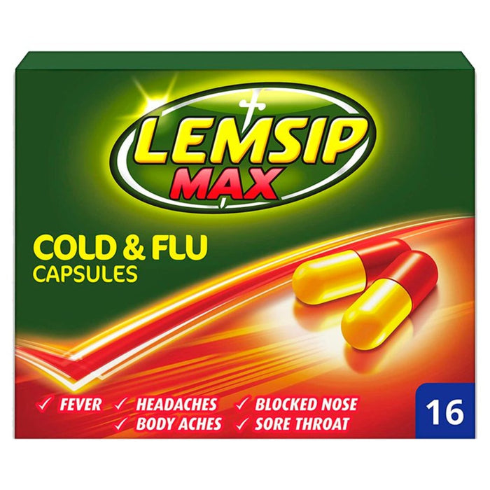 Capsules de froid et de grippe Lemsip Max 16 par paquet