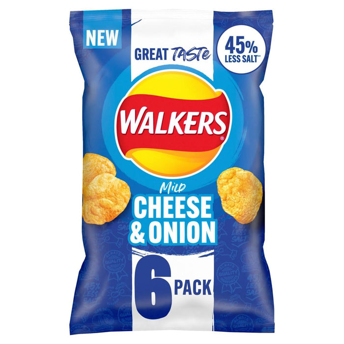 Wanderer weniger Salz Mild Käse und Zwiebel -Multipack -Krisen 6 pro Packung
